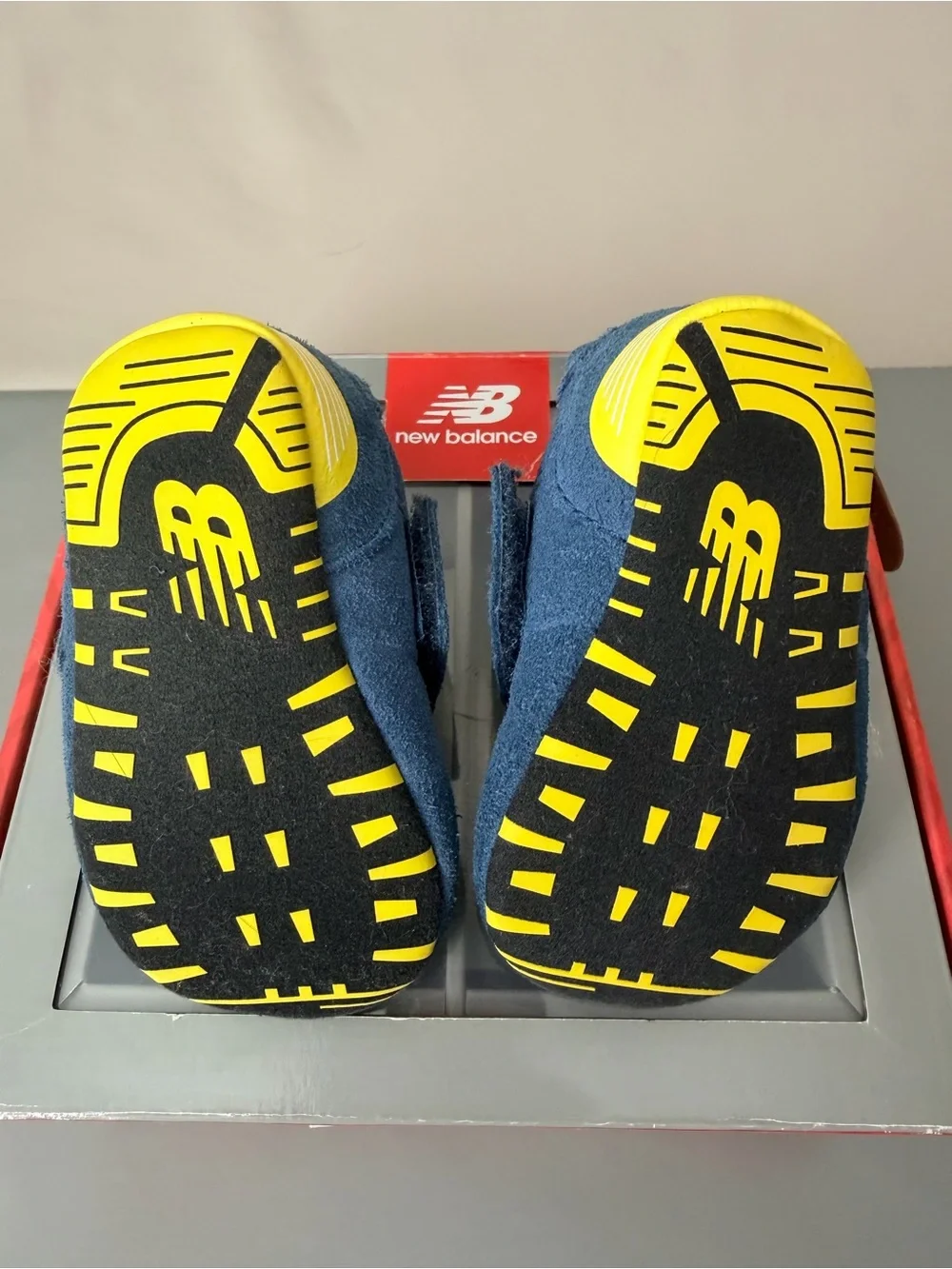 New Balance Infant/Baby Navy and Yellow Hook-and-Loop Shoe Size 1